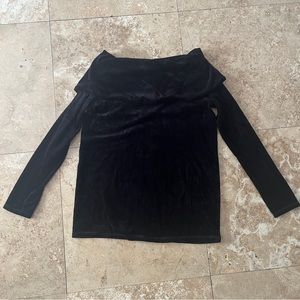 Talbots Suede-Like Off the Shoulder Black Top